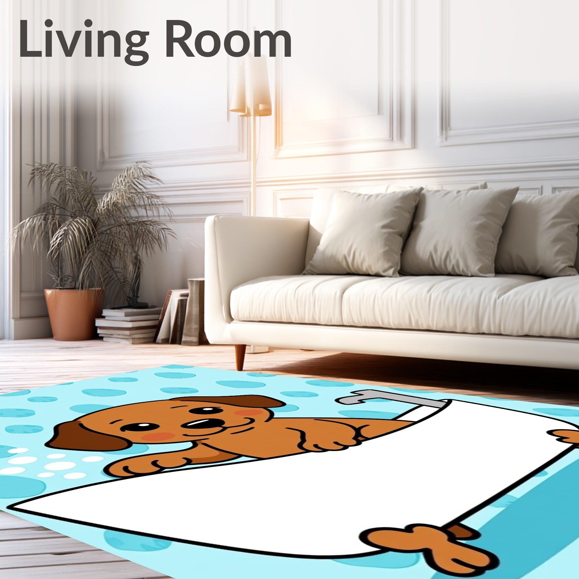 Cute Puppy Bathtime Bubbles Rug