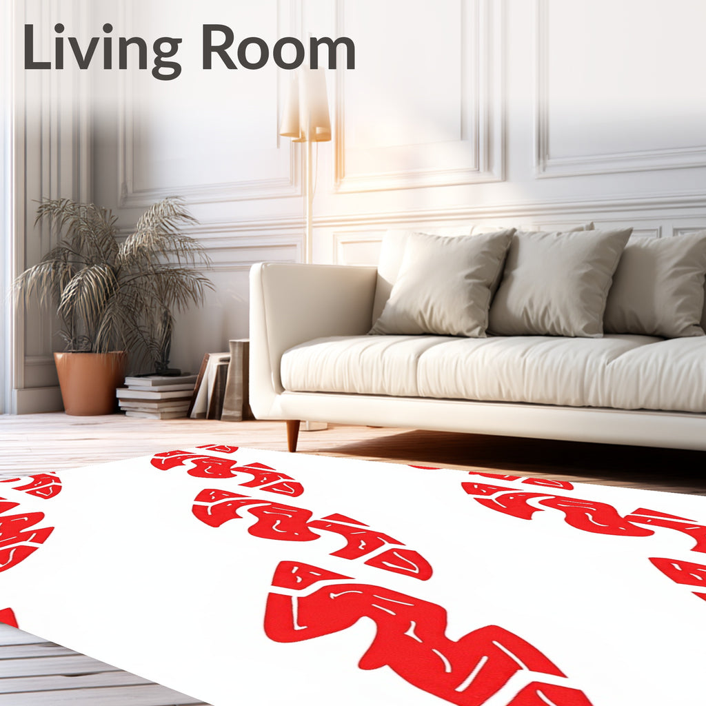 Bold Red Abstract Chain Rug