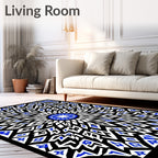 Electric Blue Mandala Sunburst Rug