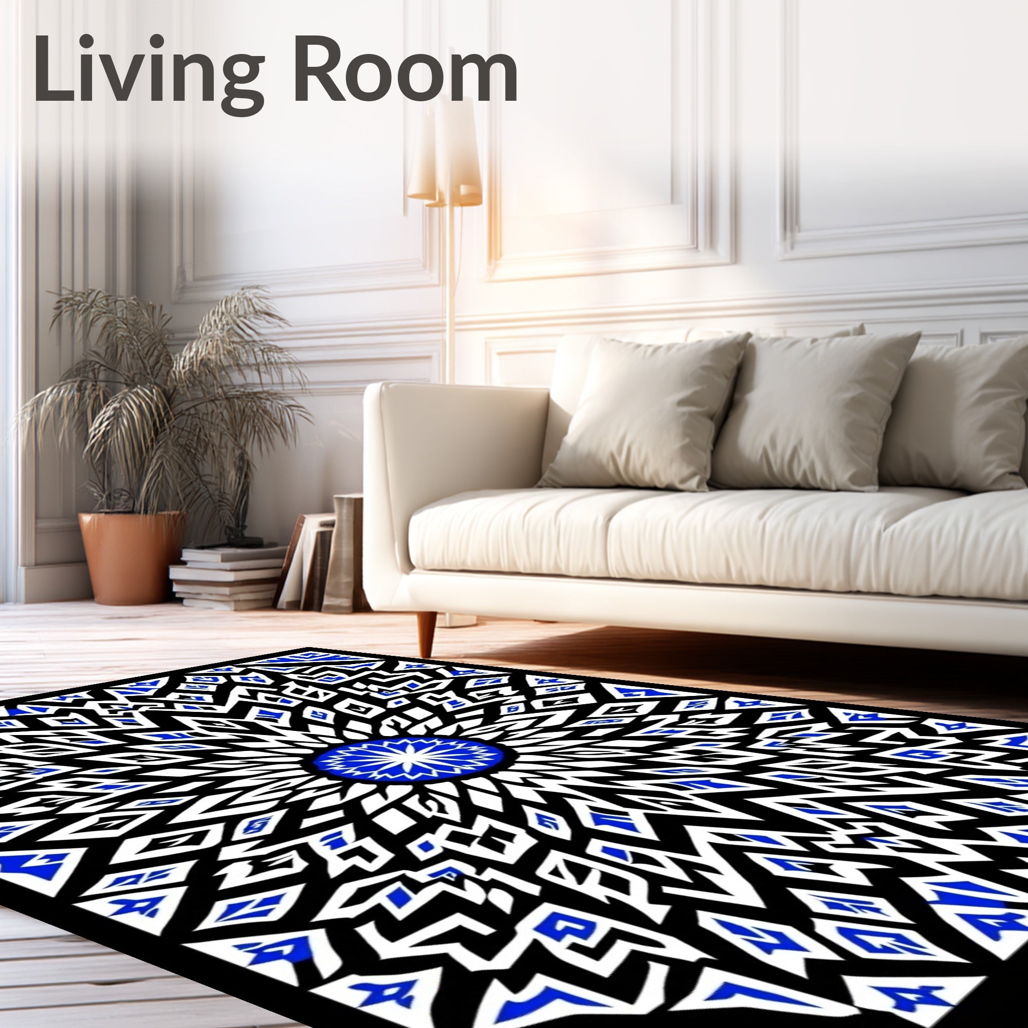 Electric Blue Mandala Sunburst Rug