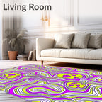 Psychedelic Yellow Skull Swirl Rug