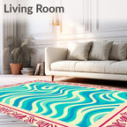 Turquoise Aqua Swirl Border Rug