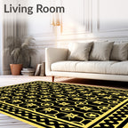 Bold Gold Star Lattice Black Rug