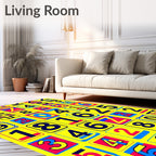 Vivid Yellow Crimson Blue Numbers Rug
