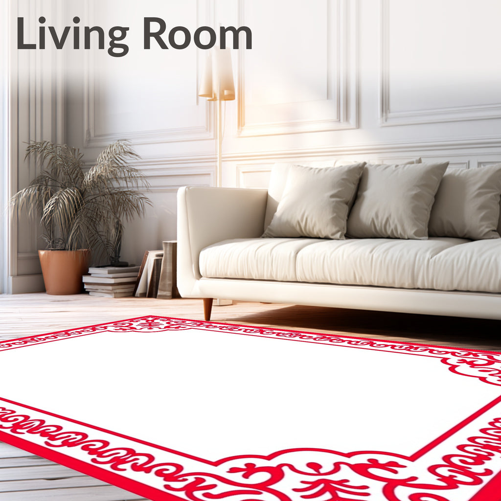 Vibrant Scarlet Floral Corner Accent Rug