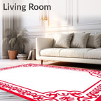 Vibrant Scarlet Floral Corner Accent Rug