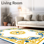 Royal Blue and Gold Filigree Medallion Rug