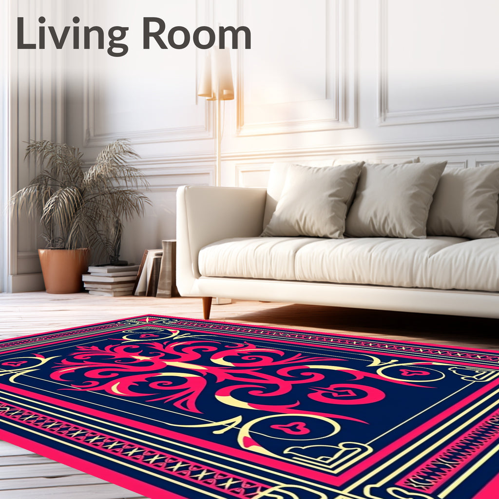 Crimson Navy Floral Regal Medallion Rug
