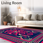 Crimson Navy Floral Regal Medallion Rug