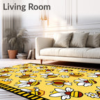 Cute Yellow Bee Flower Garden Rug