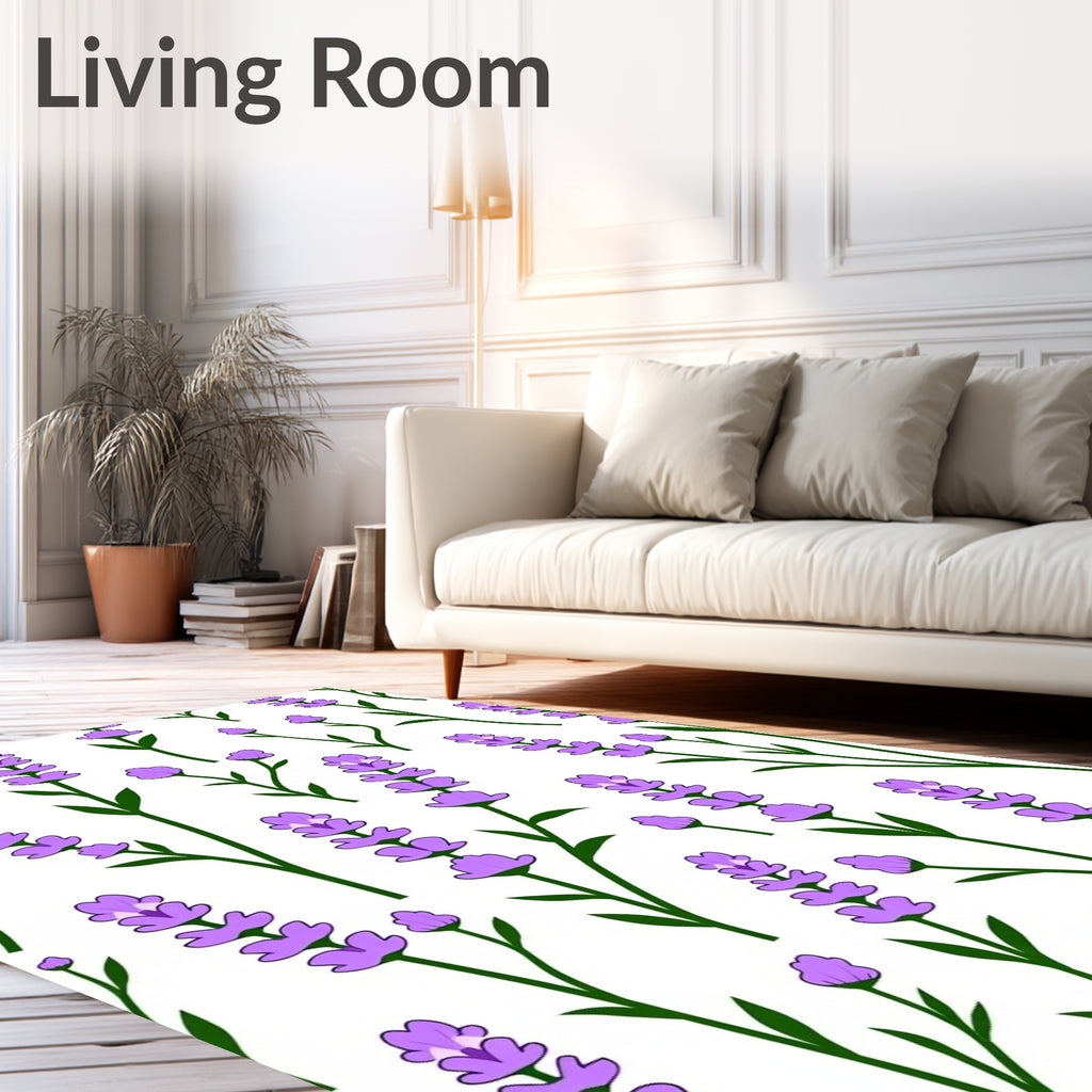 Lavender Floral Botanical Arrangement Rug