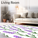Lavender Floral Botanical Arrangement Rug