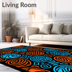Abstract Orange Blue Sun Circle Rug
