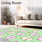 Kawaii Pink Cream Cat Hearts Rug