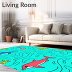 Playful Sea Life Dolphin Wave Rug
