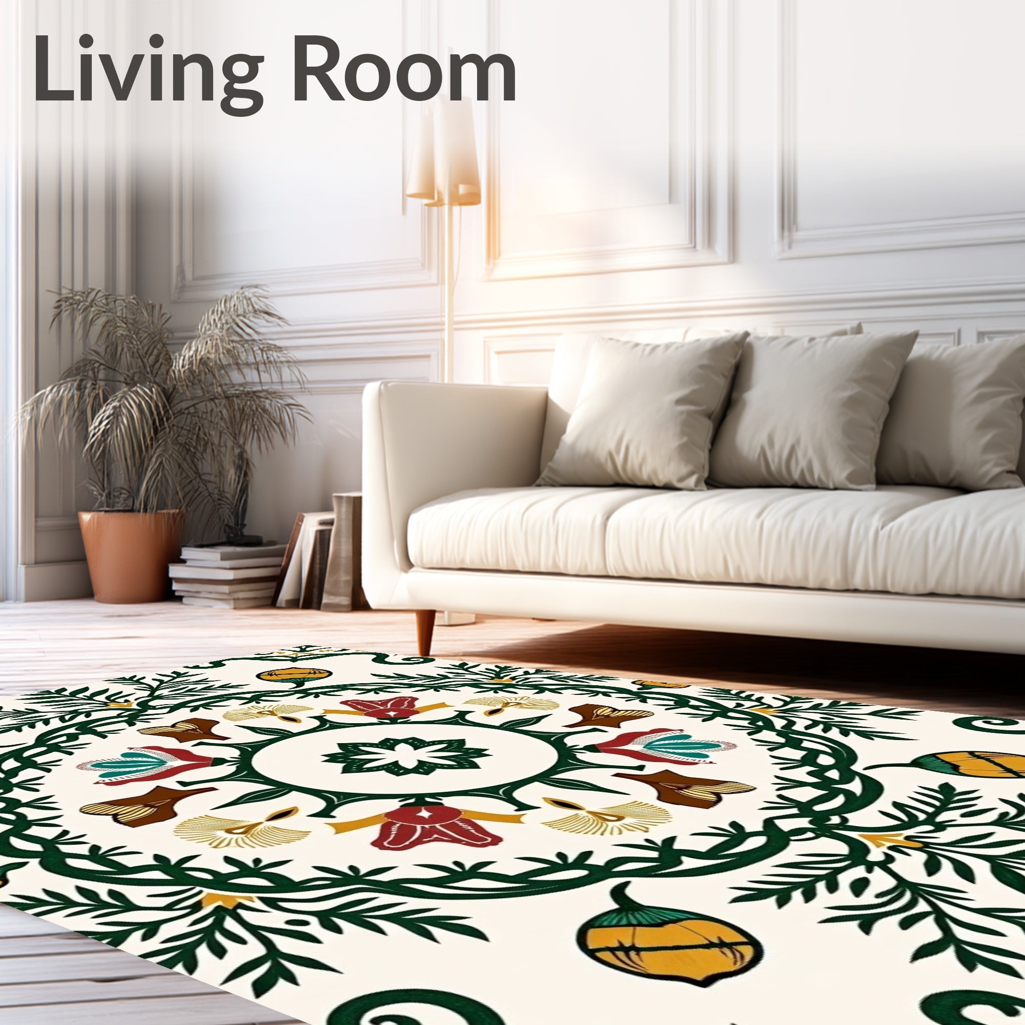 Earthy Tone Botanical Medallion Rug