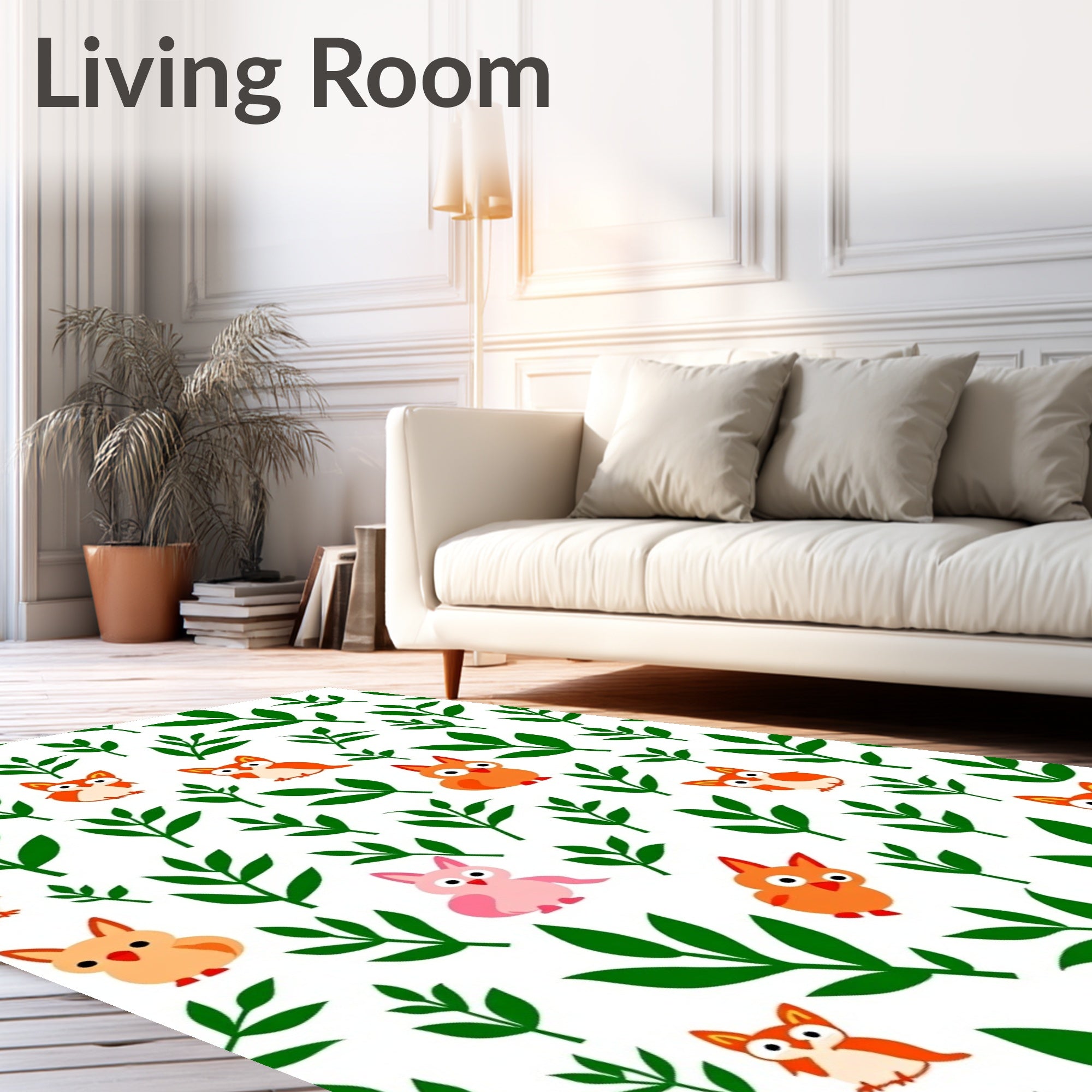 Whimsical Owl And Leaf Garden Rug