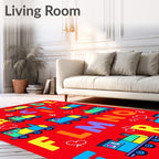 Alphabet Trains Playful Illustration Rug