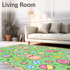 Playful Easter Bunny Egg Flower Meadow Rug