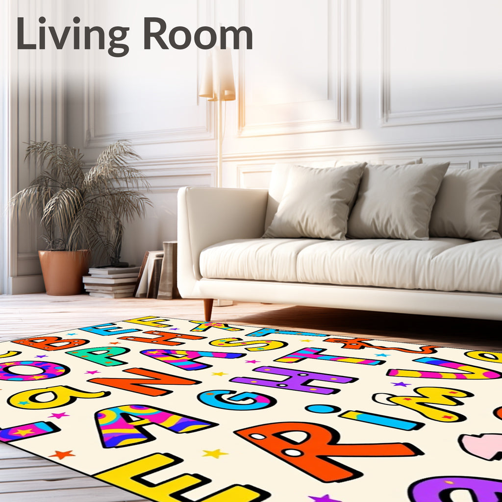 Alphabet Soup Colorful Retro Letters Rug