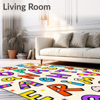 Alphabet Soup Colorful Retro Letters Rug