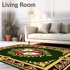 Regal Emerald Gold Crest Emblem Rug