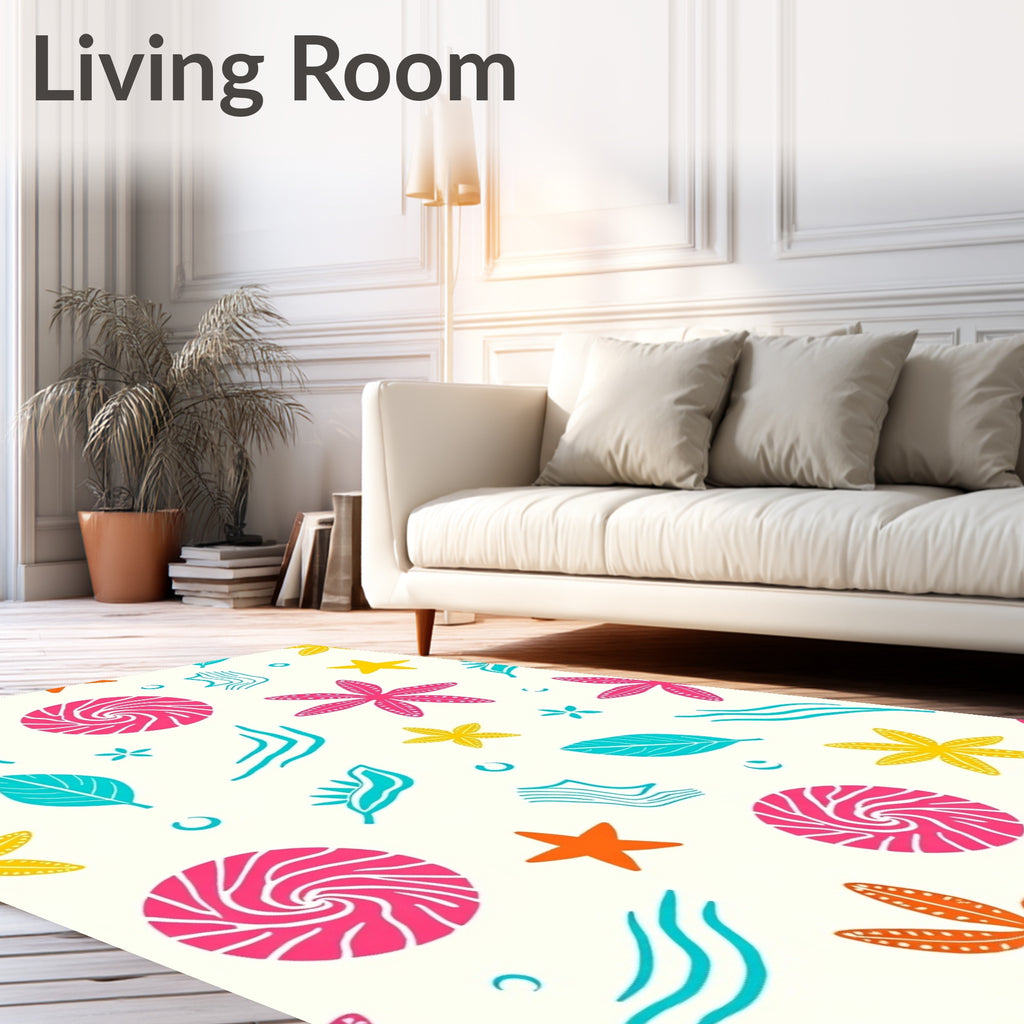 Whimsical Sea Life Starfish Swirls Rug