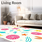 Whimsical Sea Life Starfish Swirls Rug