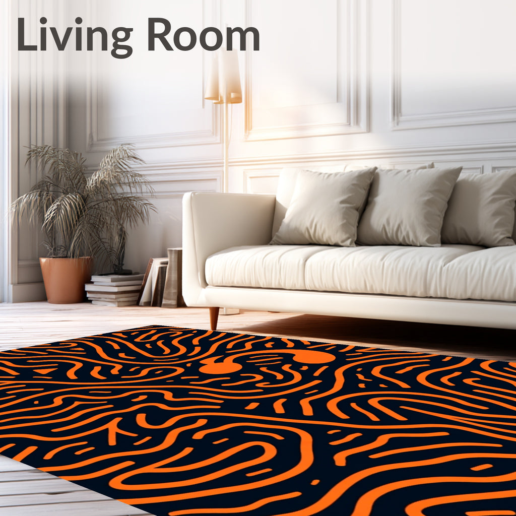 Bold Orange Wavy Lines Rug