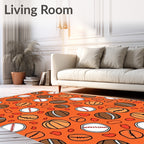 Orange Baseball and Basketball Balls Rug