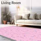 Pink Whimsical Line Art Whimsical Vines Rug