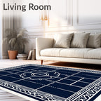 Deep Navy Geometric Mandala Outline Rug