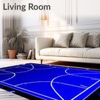 Deep Blue Geometric Court Rug