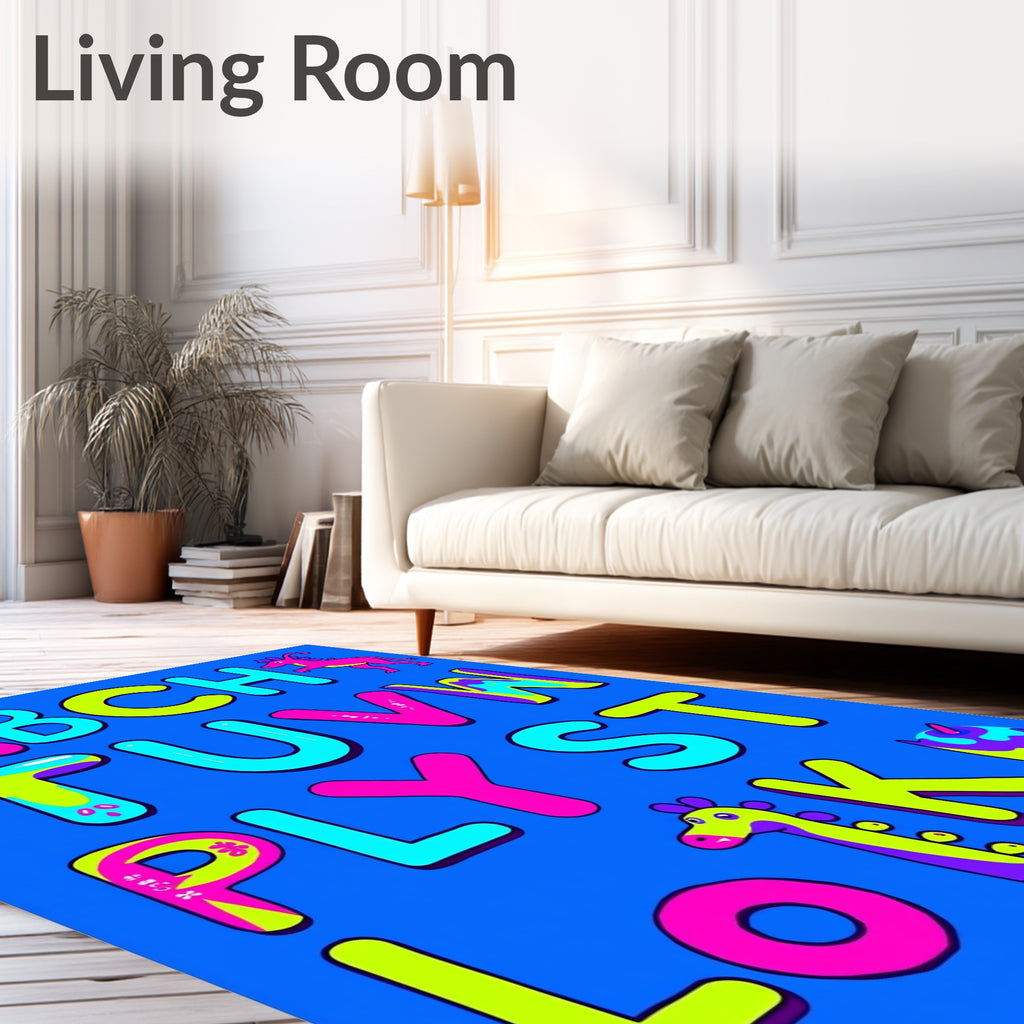 Kid's Funky Alphabet Neon Rug