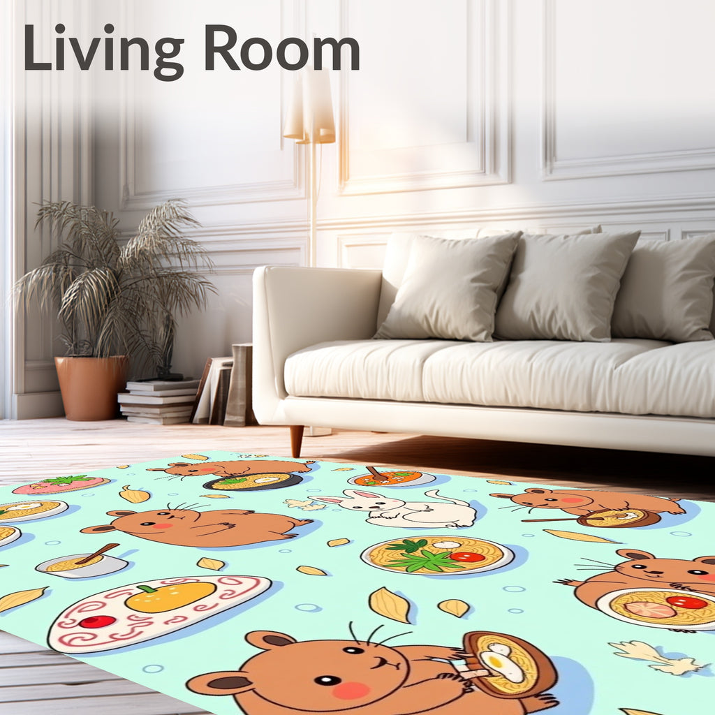 Cute Hamster Noodle Bowl Repeat Rug