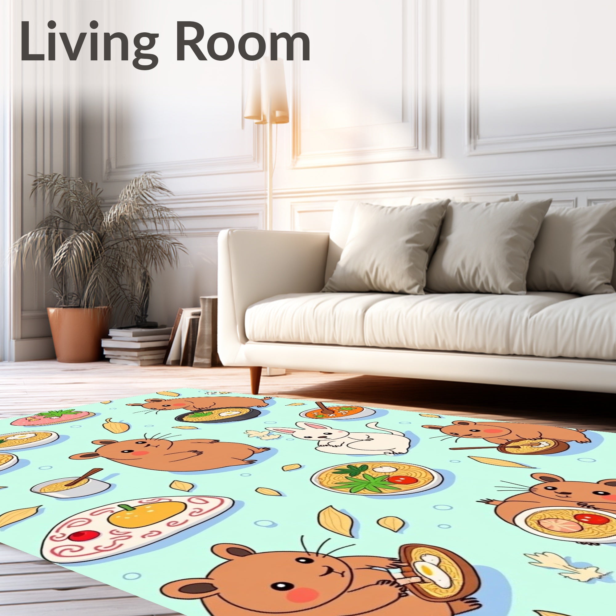 Cute Hamster Noodle Bowl Repeat Rug