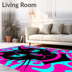 Retro Black Cat Swirl Rug
