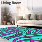 Vibrant Turquoise Pink Swirls Rug