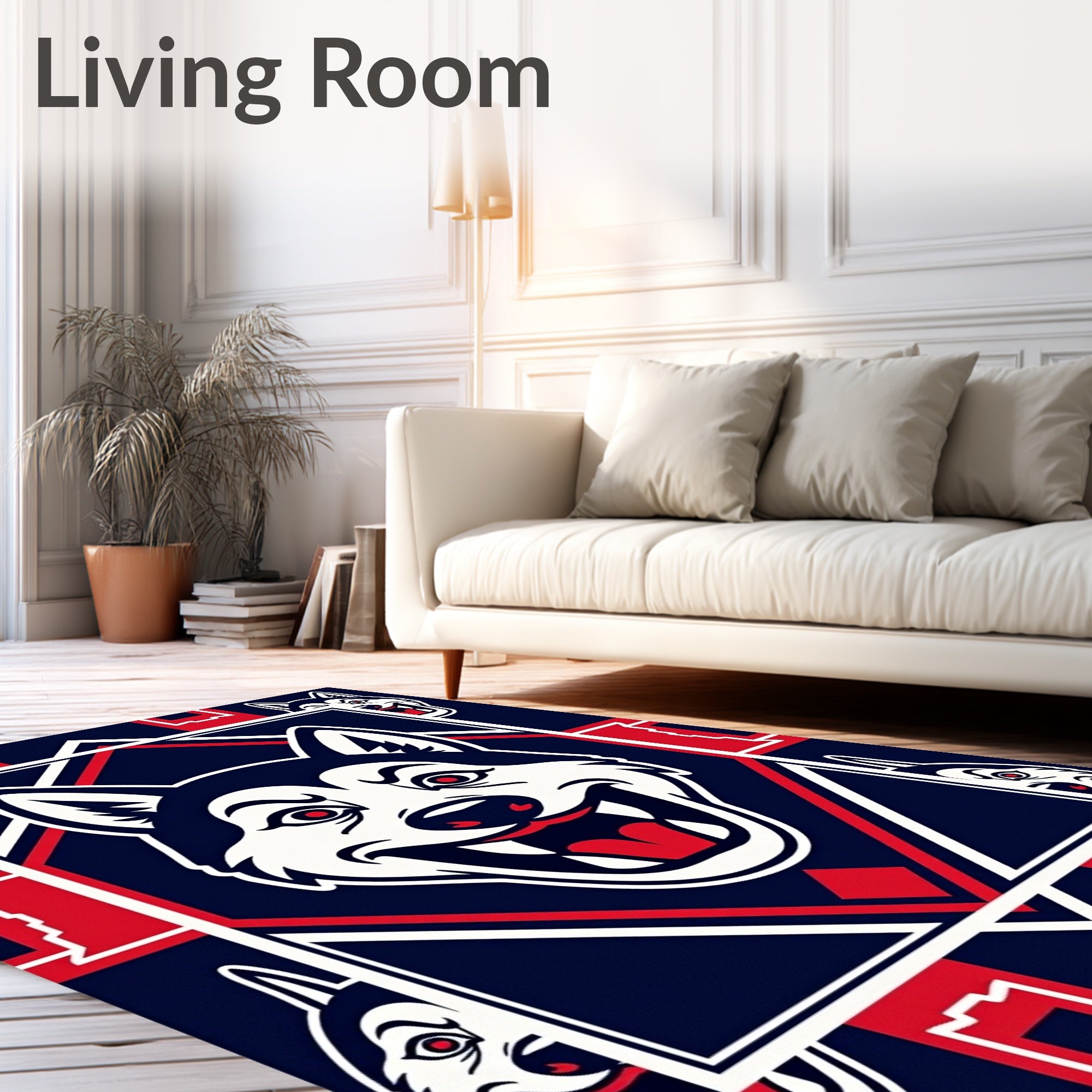 Bold Husky Face Diamond Repeating Art Rug