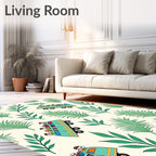 Whimsical Teal Bus Leafy Adventure Rug