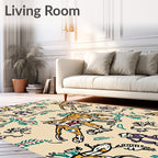 Whimsical Tiger And Monkey Meadow Rug