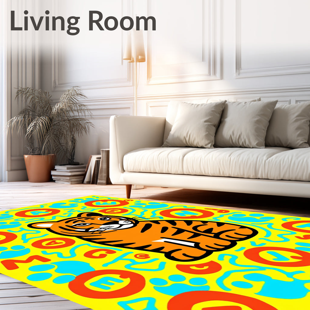Playful Tiger Paw Print Alphabet Fun Rug