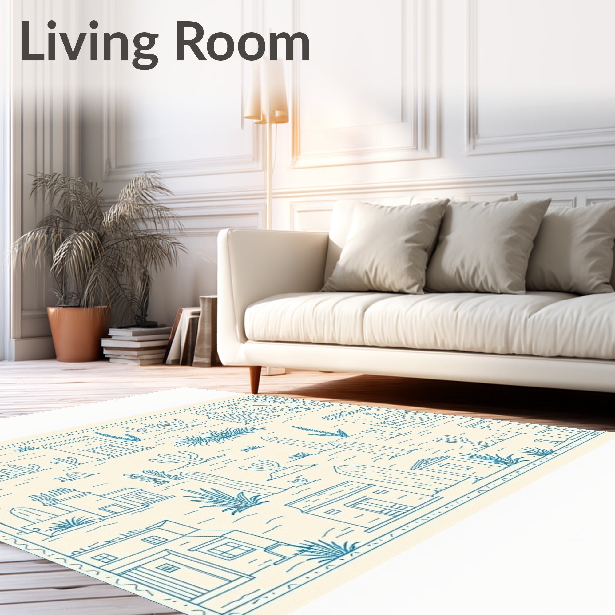 Desert Town Line Drawing Rug