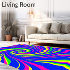 Bright Swirling Neon Waves Rug