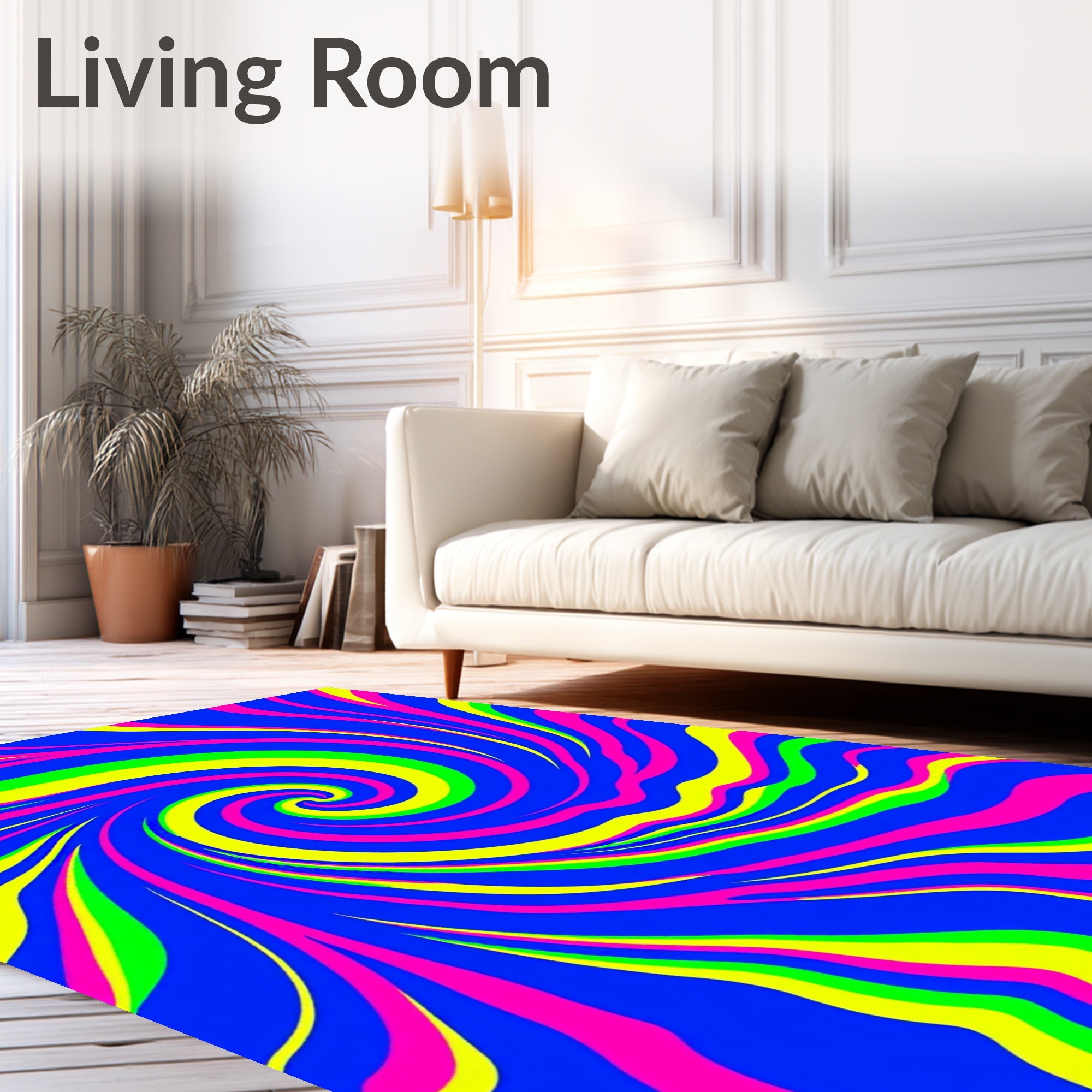 Bright Swirling Neon Waves Rug