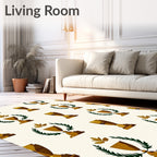 Golden Trophy Laurel Wreath Pattern Rug