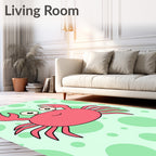 Whimsical Coral Crab Bubble Background Rug