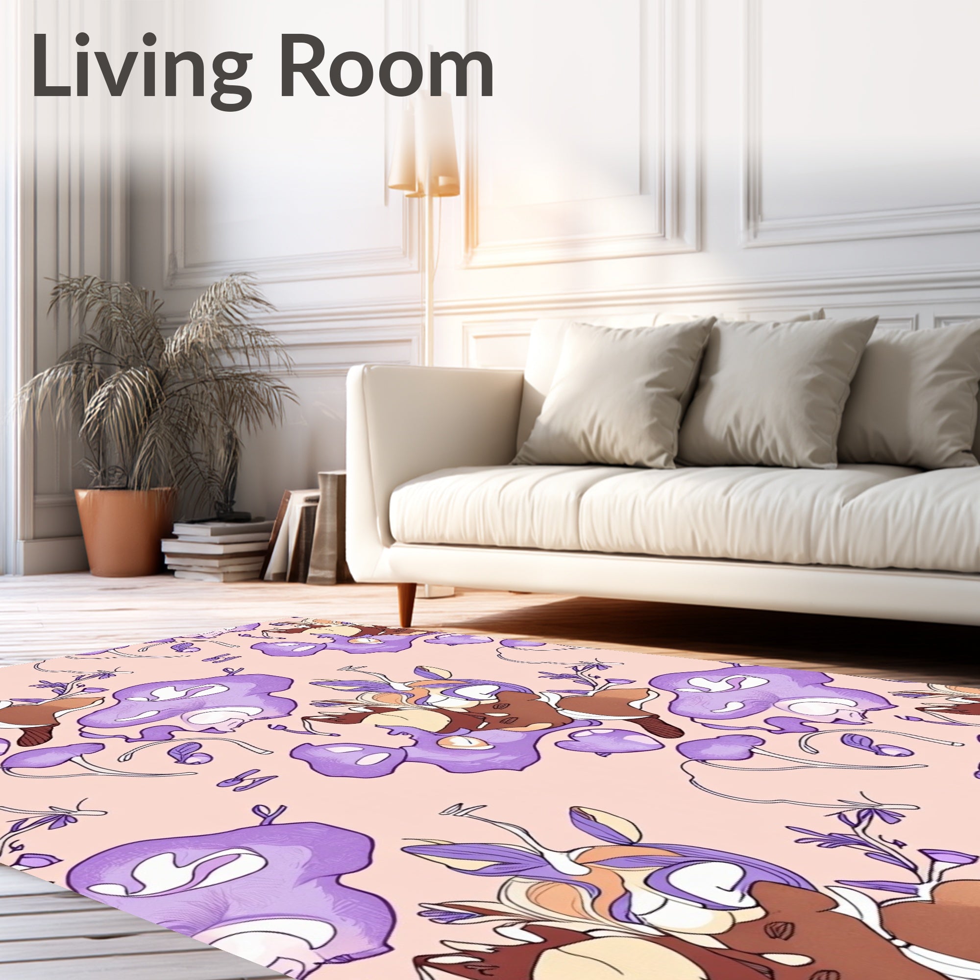 Whimsical Lavender Amorphous Creature Bloom Rug