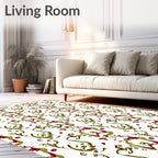 Warm Red Olive Organic Swirl Rug