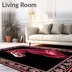 Crimson Horse Portrait Ornate Border Rug